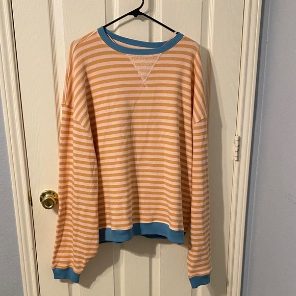 Free people We The Free Peach and Teal Striped Sweater - Picture 7 of 13